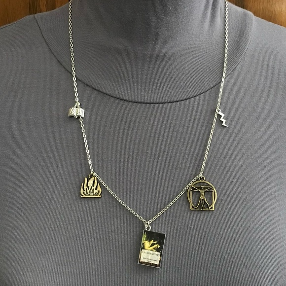 Frankenstein by Mary Shelley Handmade Novel Literature Necklace, Book Cover Fire - Picture 9 of 15